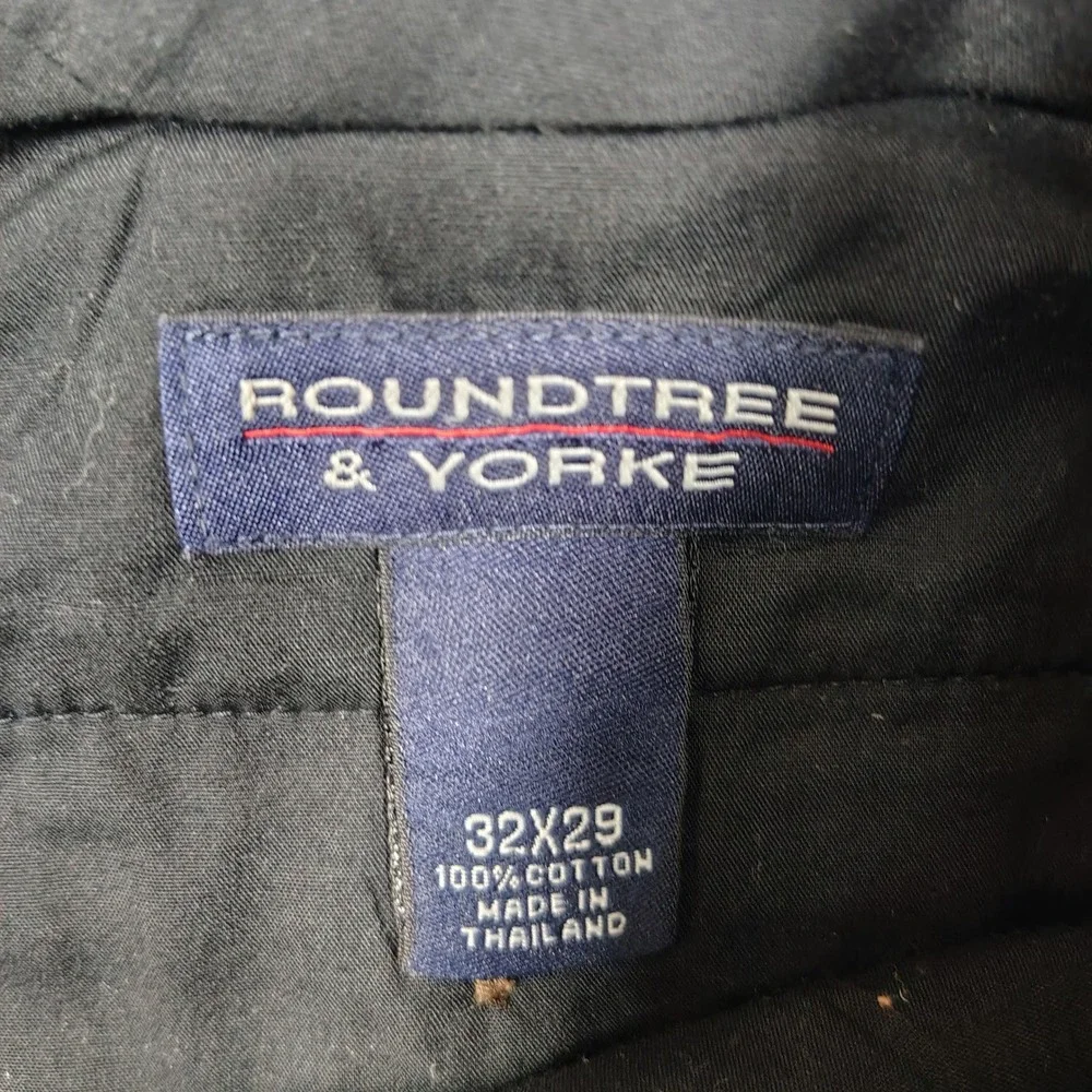 Roundtree & Yorke Chino Pants Mens 32x29 Khaki Straight Leg Twill 100% Cotton